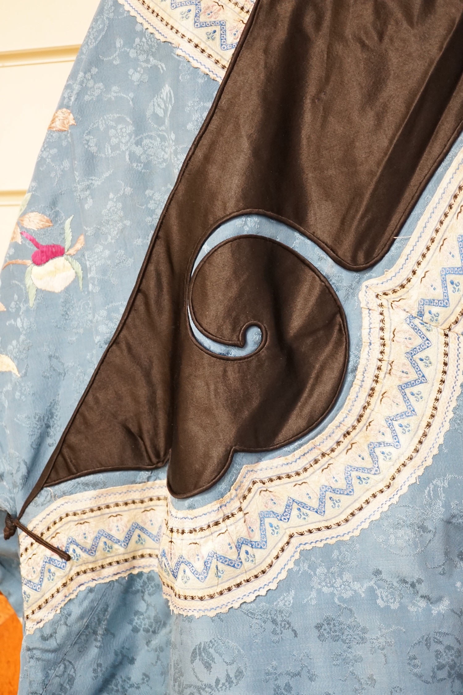 A Chinese silk embroidered robe, late 19th century